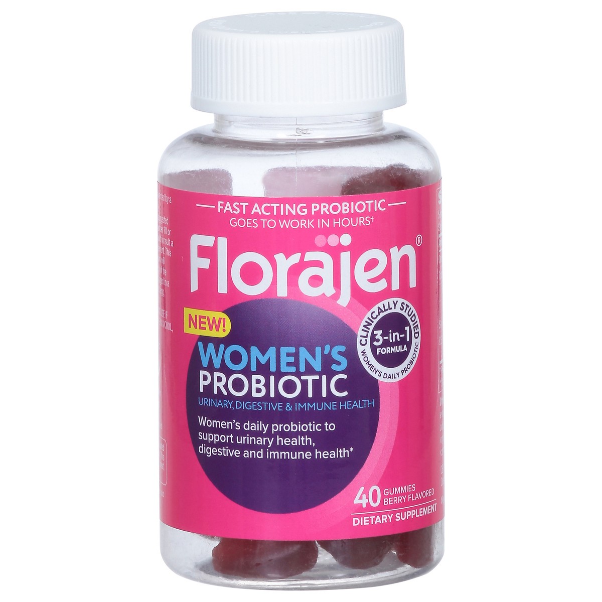 slide 7 of 14, Florajen Womens Berry Flavored Women's Probiotic 40 Gummies, 40 ct