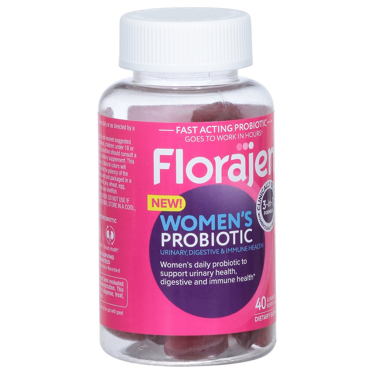 slide 12 of 14, Florajen Womens Berry Flavored Women's Probiotic 40 Gummies, 40 ct