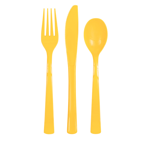 slide 1 of 1, Unique Industries Sunflower Yellow Cutlery, 18 ct