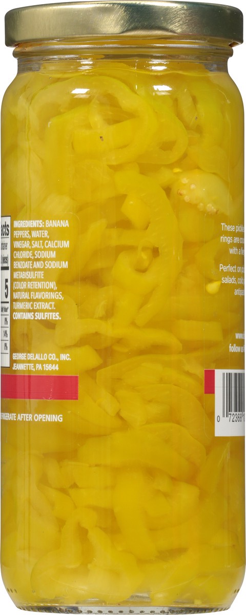 slide 8 of 9, DeLallo Hot Banana Pepper Rings 16 fl oz, 16 fl oz