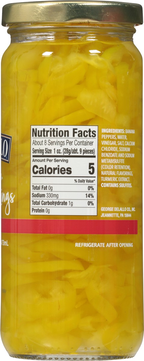 slide 5 of 9, DeLallo Hot Banana Pepper Rings 16 fl oz, 16 fl oz