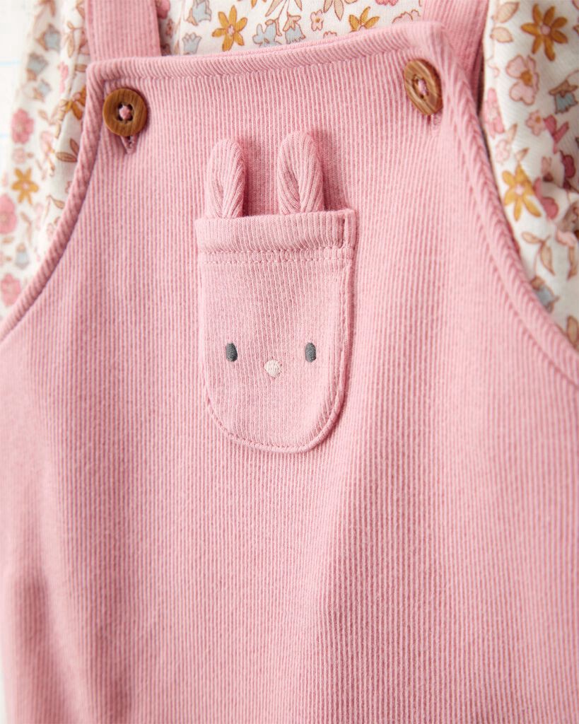 slide 5 of 6, Carter's Carters Baby 2-Piece Floral Bunny Long-Sleeve Tee & Coverall Set - Pink Pink NB, 2 pc