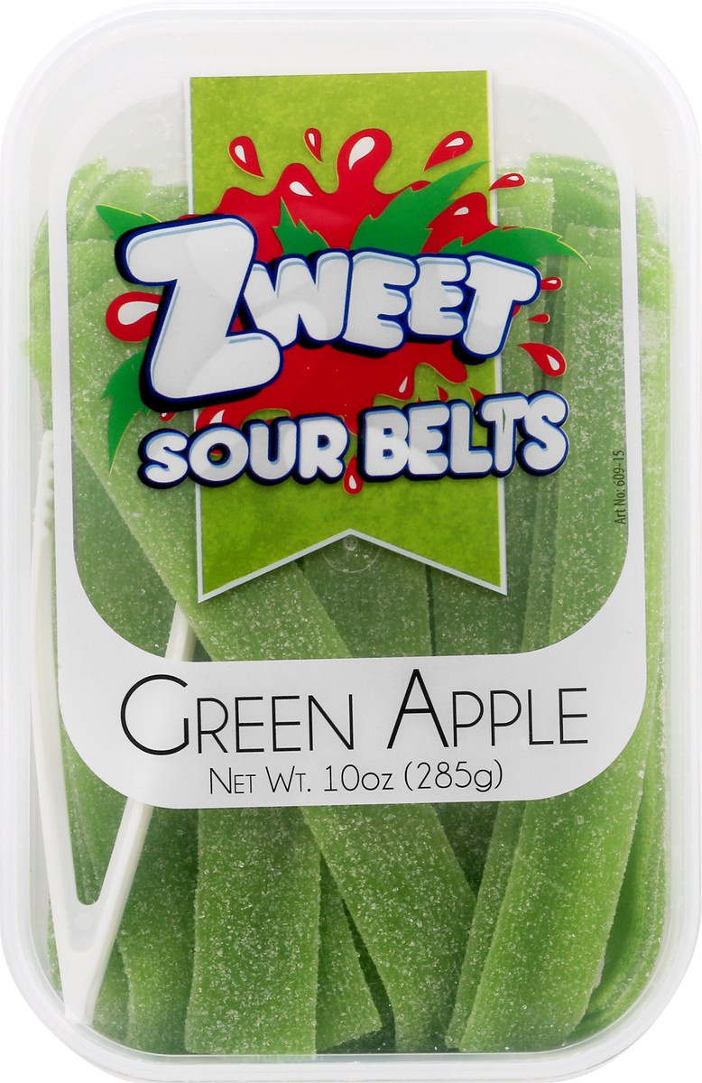 slide 1 of 9, Zweet Sour Belts Green Apple Tray, 10 oz