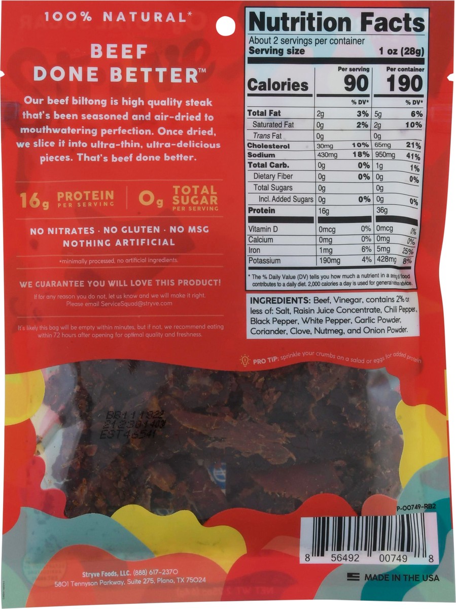 slide 8 of 9, Stryve Spicy Peri Peri Beef Biltong 2.25 oz, 2.25 oz