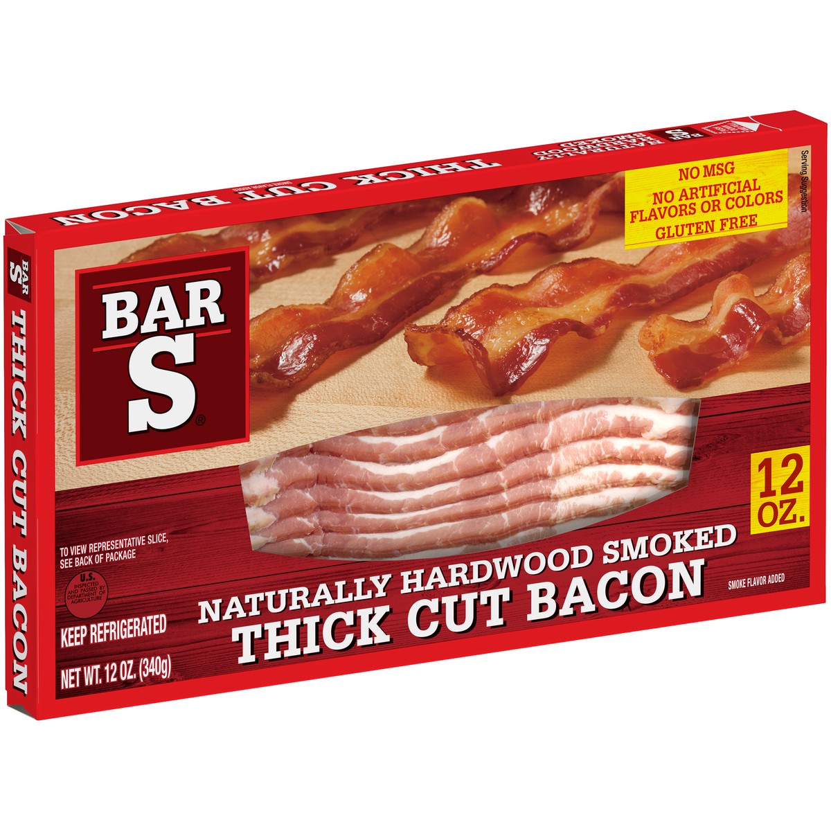 slide 14 of 14, Bar-S Naturally Hardwood Smoked Thick Cut Bacon 12 oz. Box, 12 oz