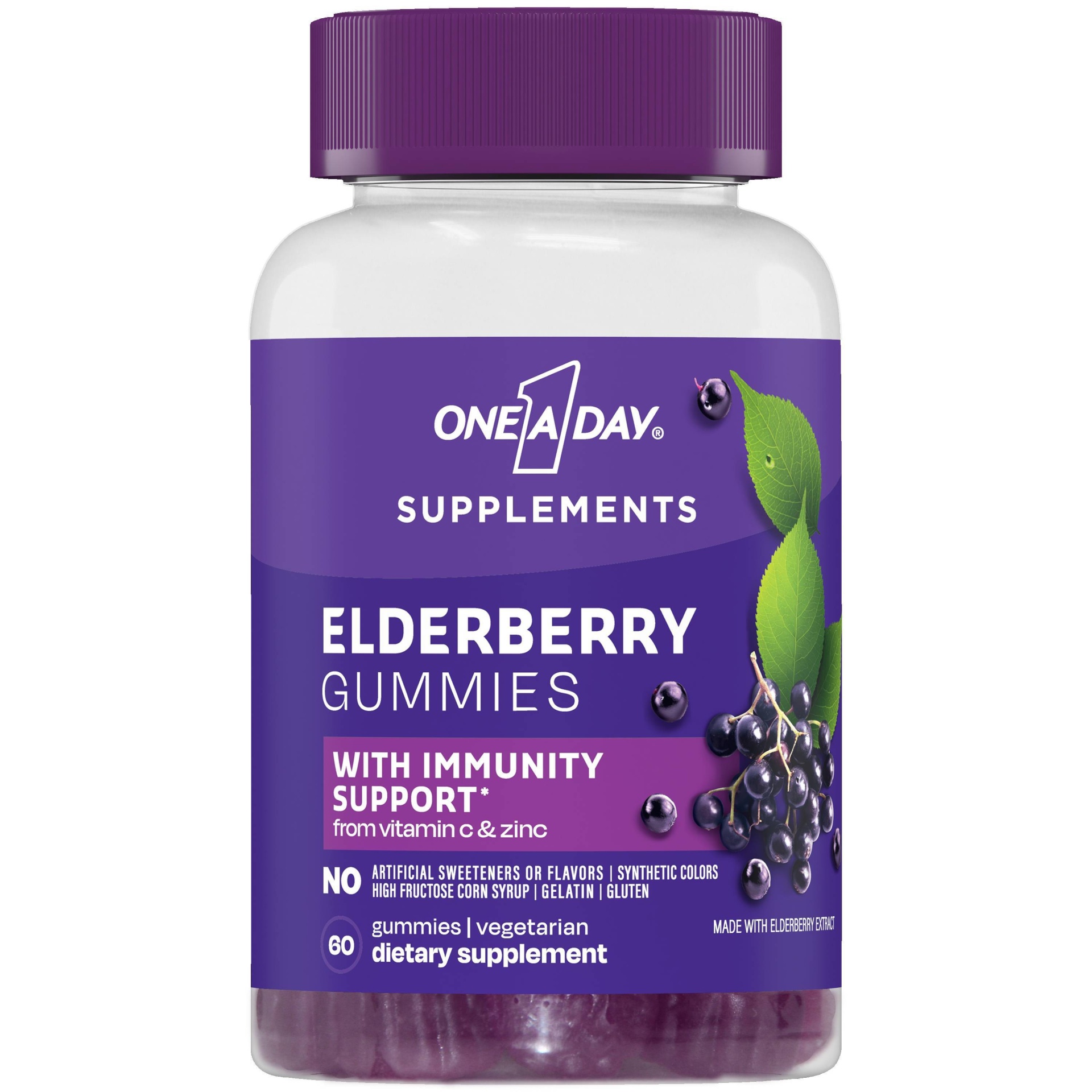 slide 1 of 1, One A Day Elderberry Gummies With Immunity Support, 60 ct