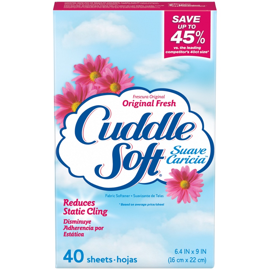 slide 1 of 1, Cuddle Soft Fabric Softener Sheets, 40 ct