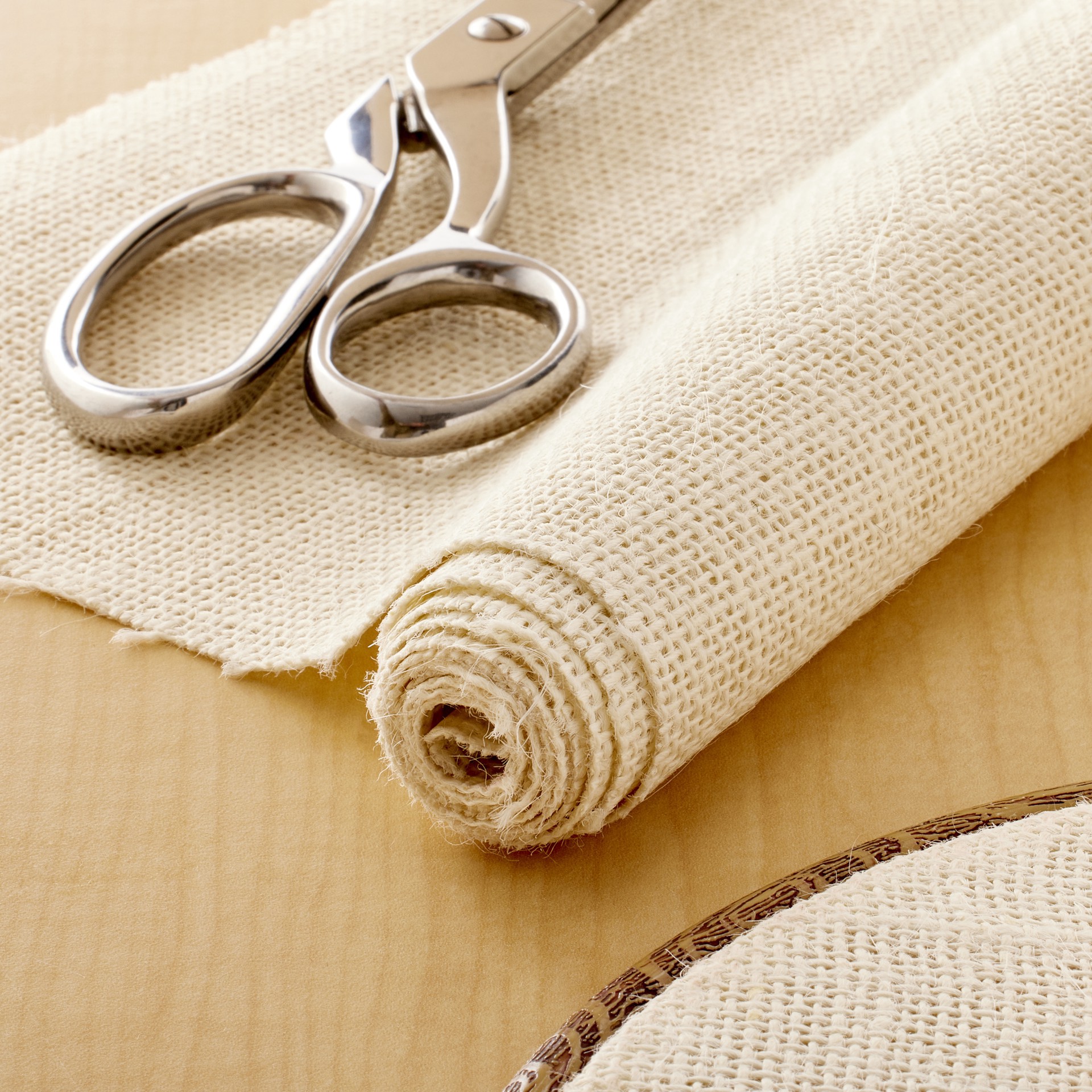 slide 4 of 4, Cream Laminated Burlap Fabric Roll By Loops & Threads, 12 in x 47 in