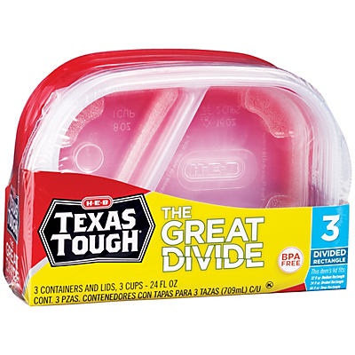 slide 1 of 1, H-E-B Tough & Easy Great Divide Container, 3 ct