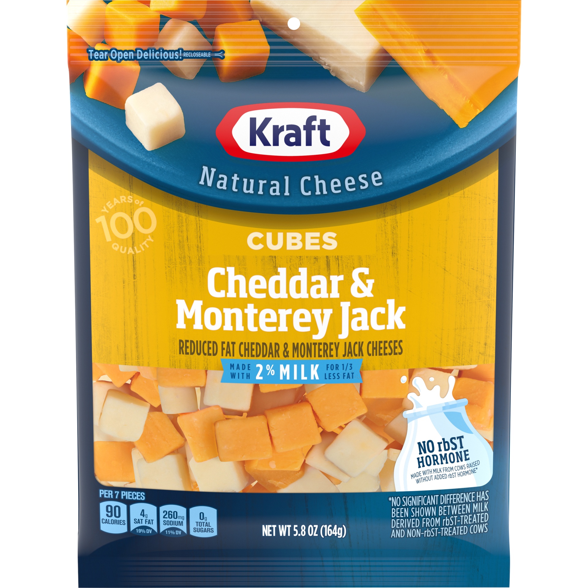 slide 1 of 6, Kraft Cheddar & Monterey Jack Cheese Cubes with 2% Milk, 5.8 oz