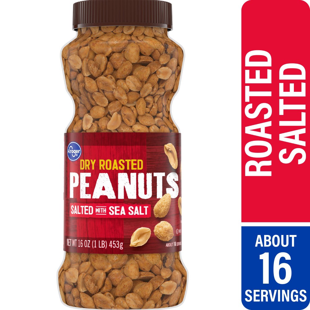 slide 1 of 5, Kroger Salted Dry Roasted Peanuts - 16 oz, 16 oz