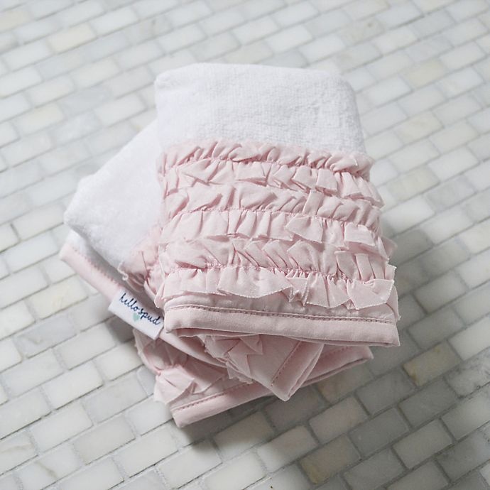 slide 3 of 3, Hello Spud Petite Ruffle Organic Cotton Washcloths - Pink, 3 ct