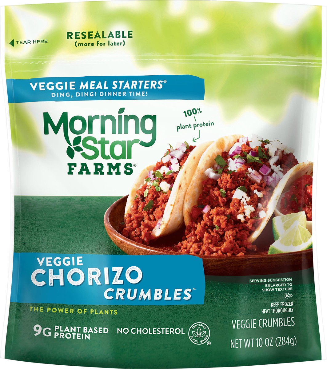 slide 5 of 8, MorningStar Farms Meal Starters Veggie Crumbles, Meatless Chorizo, 10 oz, Frozen, 10 oz