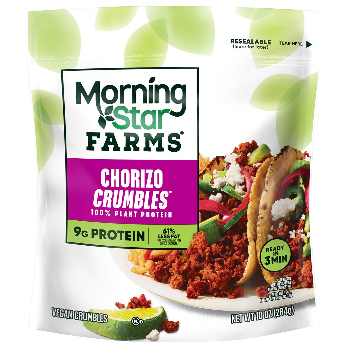 slide 1 of 8, MorningStar Farms Plant Based Crumbles, Vegan Meat, Chorizo, 10oz, 10 oz