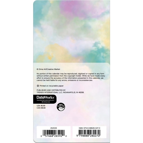 slide 6 of 8, 2025-2026 Dateworks Monthly Pocket Planner, 3-1/2"" X 6-1/2"", Tie-Dye, January To December, 1 ct