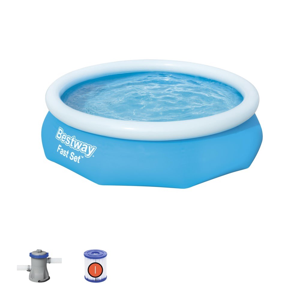 slide 2 of 4, Bestway Fast Set Pool with Pump, 12 ft