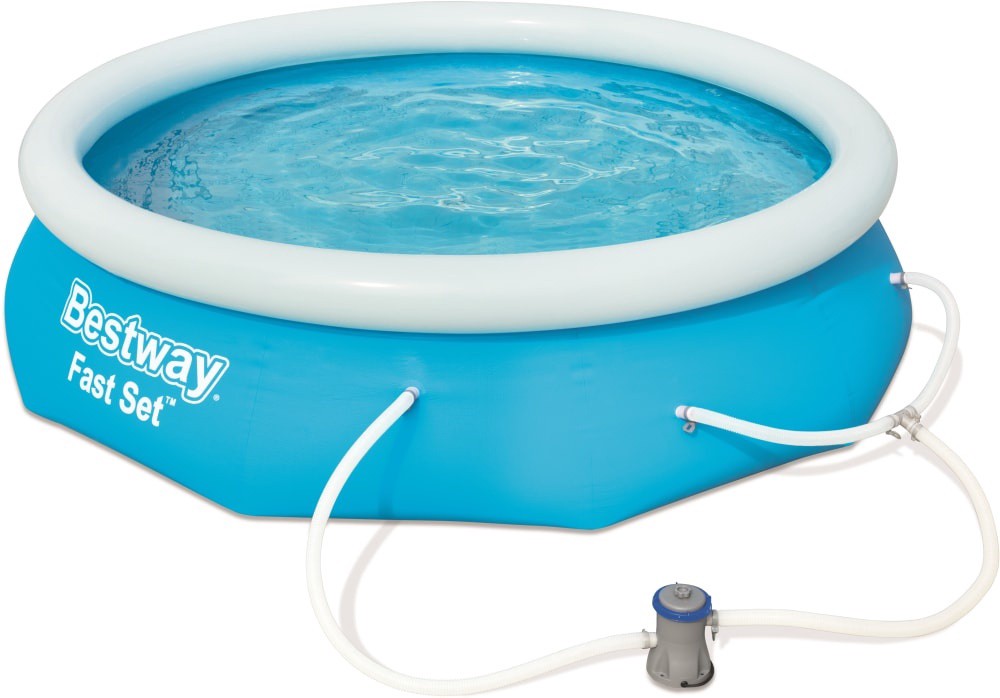 slide 1 of 4, Bestway Fast Set Pool with Pump, 12 ft