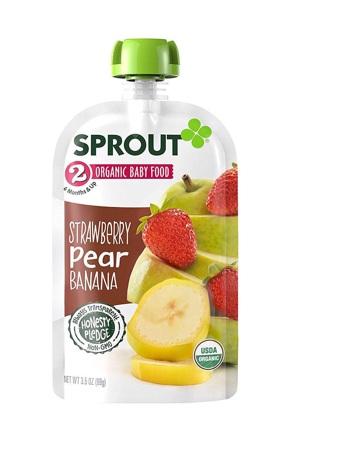 slide 1 of 2, Sprout Strawberry, Pear & Banana Baby Food Pouch, 3.5 oz