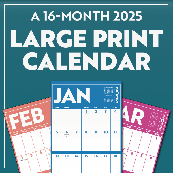 slide 1 of 6, Dateworks 2025 Large Print 16 Month Wall Calendar by Trends International, 1 ct
