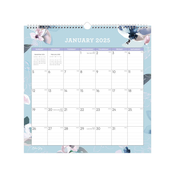 slide 2 of 2, 2025 Blue Sky Monthly Wall Calendar, 12"" X 12"", Camellia, January To December, 150022, 1 ct