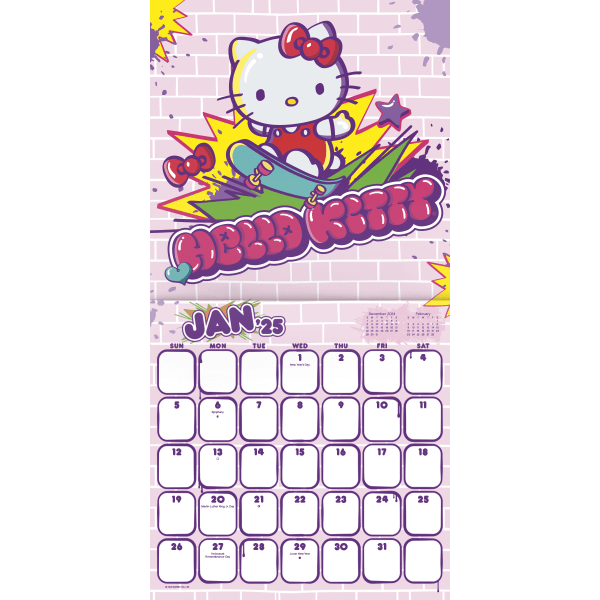 slide 5 of 7, 2025 Dateworks Mini Calendar, 7"" X 7"", Hello Kitty, January To December, 1 ct