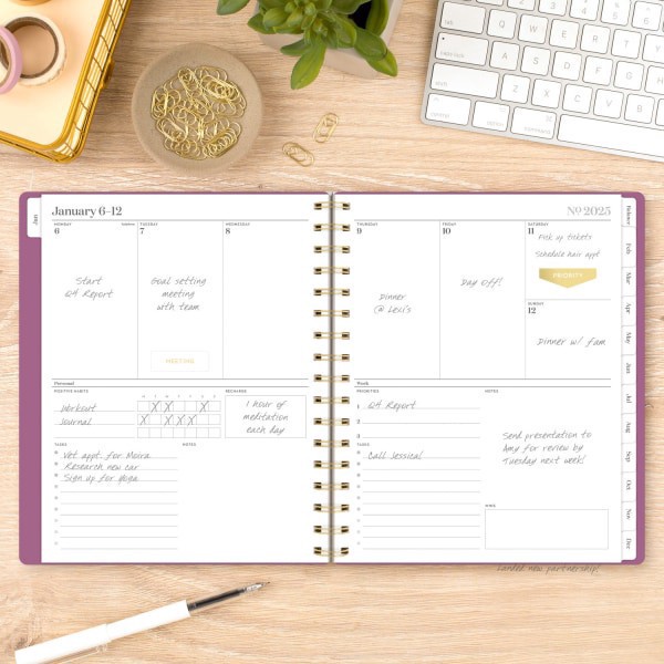 slide 6 of 9, 2025 Cambridge Workstyle Balance Weekly/Monthly Planner, 7"" X 8-3/4"", Red Violet, January To December, 1 ct