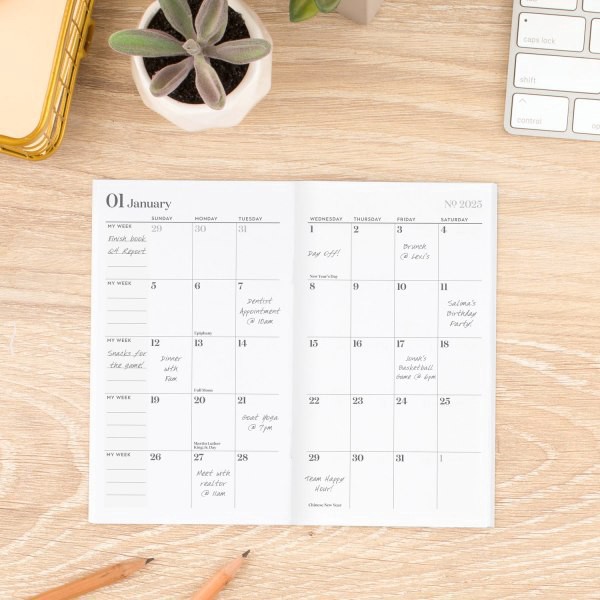 slide 2 of 7, 2025-2026 Cambridge Workstyle 2-Year Monthly Planner, 3-1/2"" X 6-1/4"", Red Violet, January To December, 1 ct