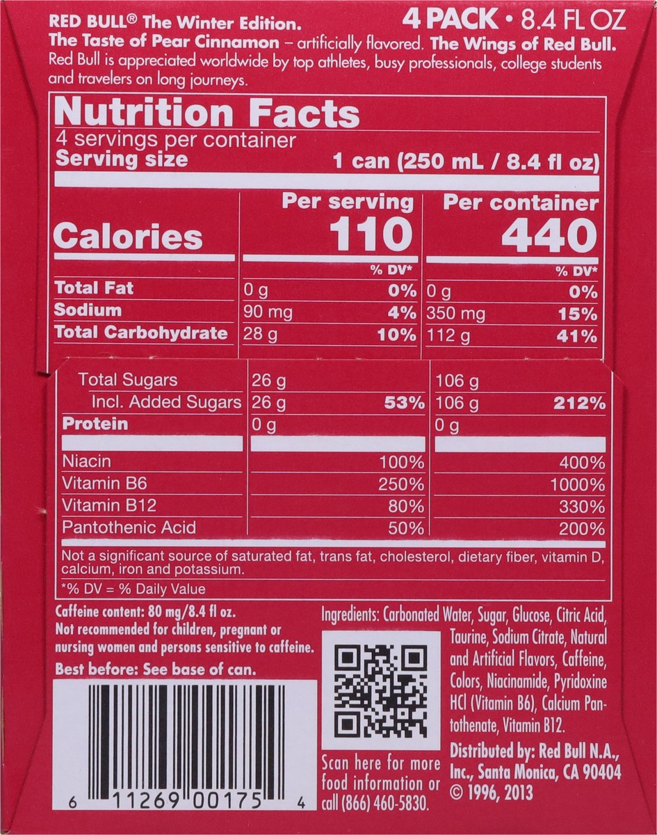 slide 2 of 12, Red Bull The Winter Edition Pear Cinnamon Energy Drink - 4 ct, 4 ct