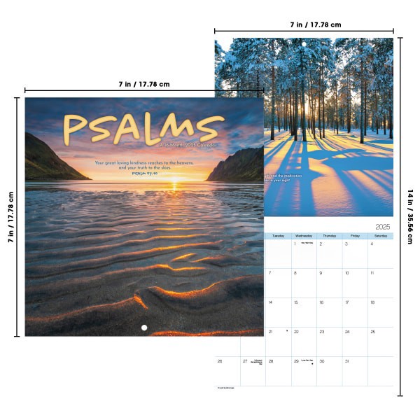 slide 6 of 6, 2025 Dateworks Mini Calendar, 7"" X 7"", Psalms, January To December, 1 ct