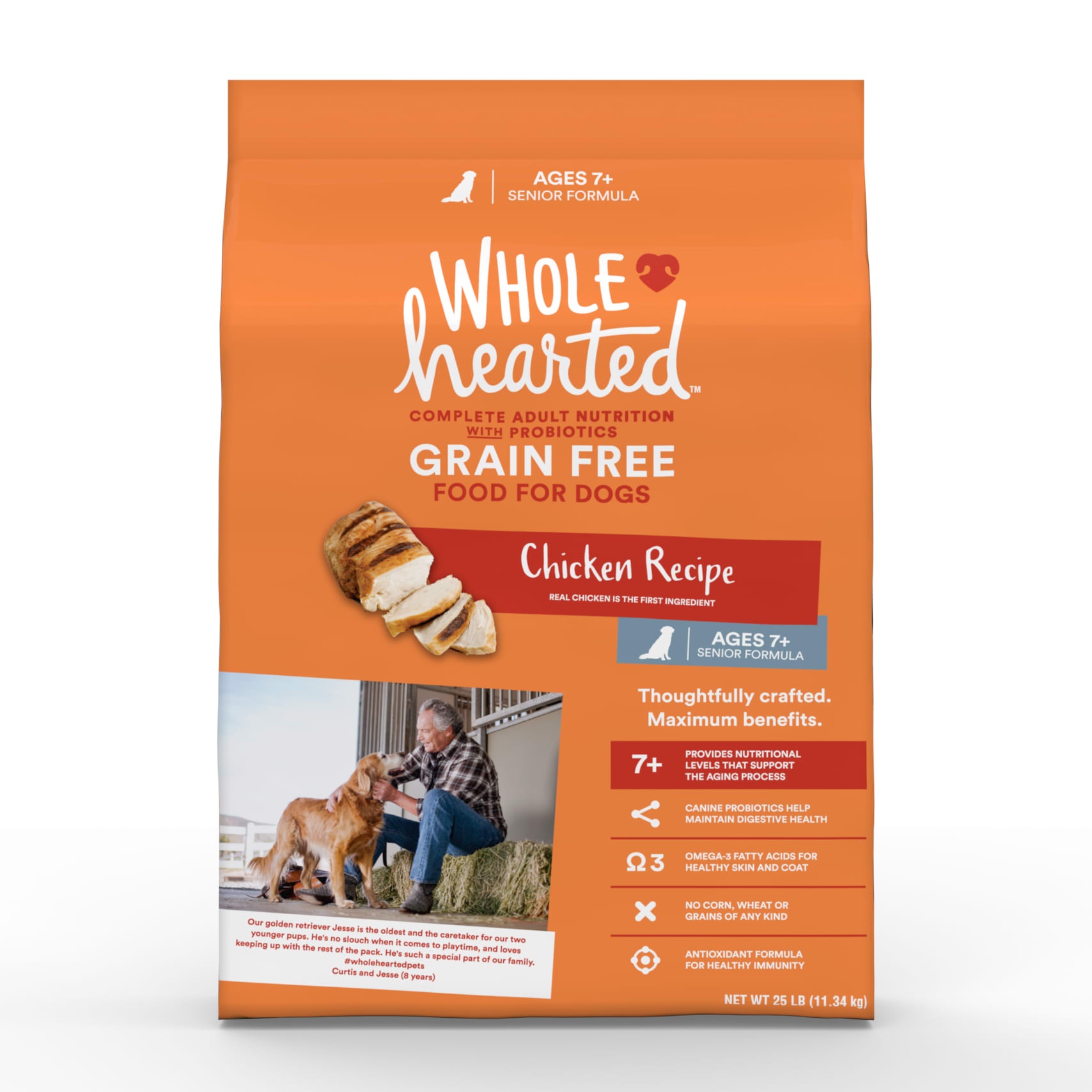 slide 1 of 1, WholeHearted Grain Free Senior Chicken Recipe Dry Dog Food, 25 lb