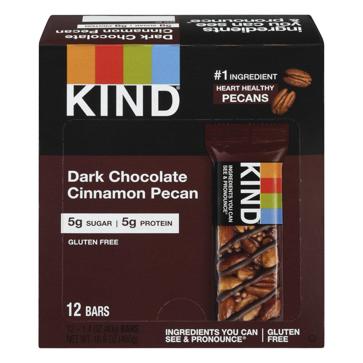 slide 1 of 9, KIND Dark Chocolate Cinnamon Pecan Nut Bars 12 ea, 12 ct