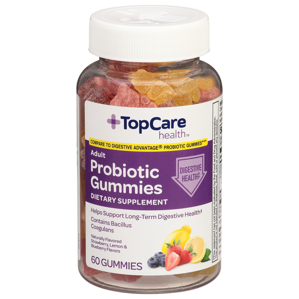 slide 8 of 14, TopCare Health Adult Orange, Lemon & Blueberry Flavors Probiotic 60 Gummies, 60 ct
