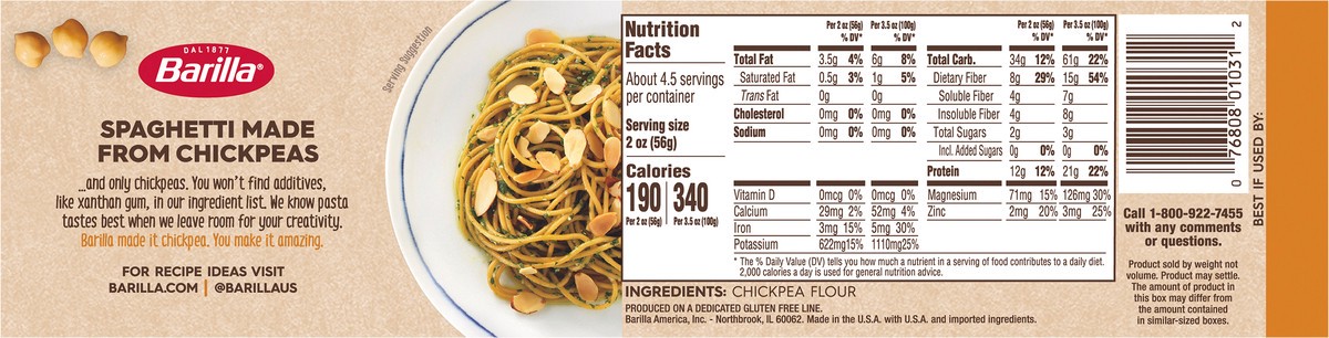 slide 5 of 9, Barilla Chickpea Spaghetti, 8.8 oz