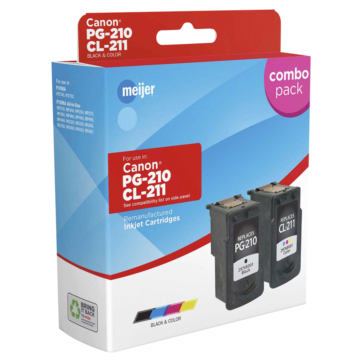 slide 1 of 1, Meijer Brand Remanufacture Ink Cartridge, replacement for Canon PG-210/CL-211, 1 ct