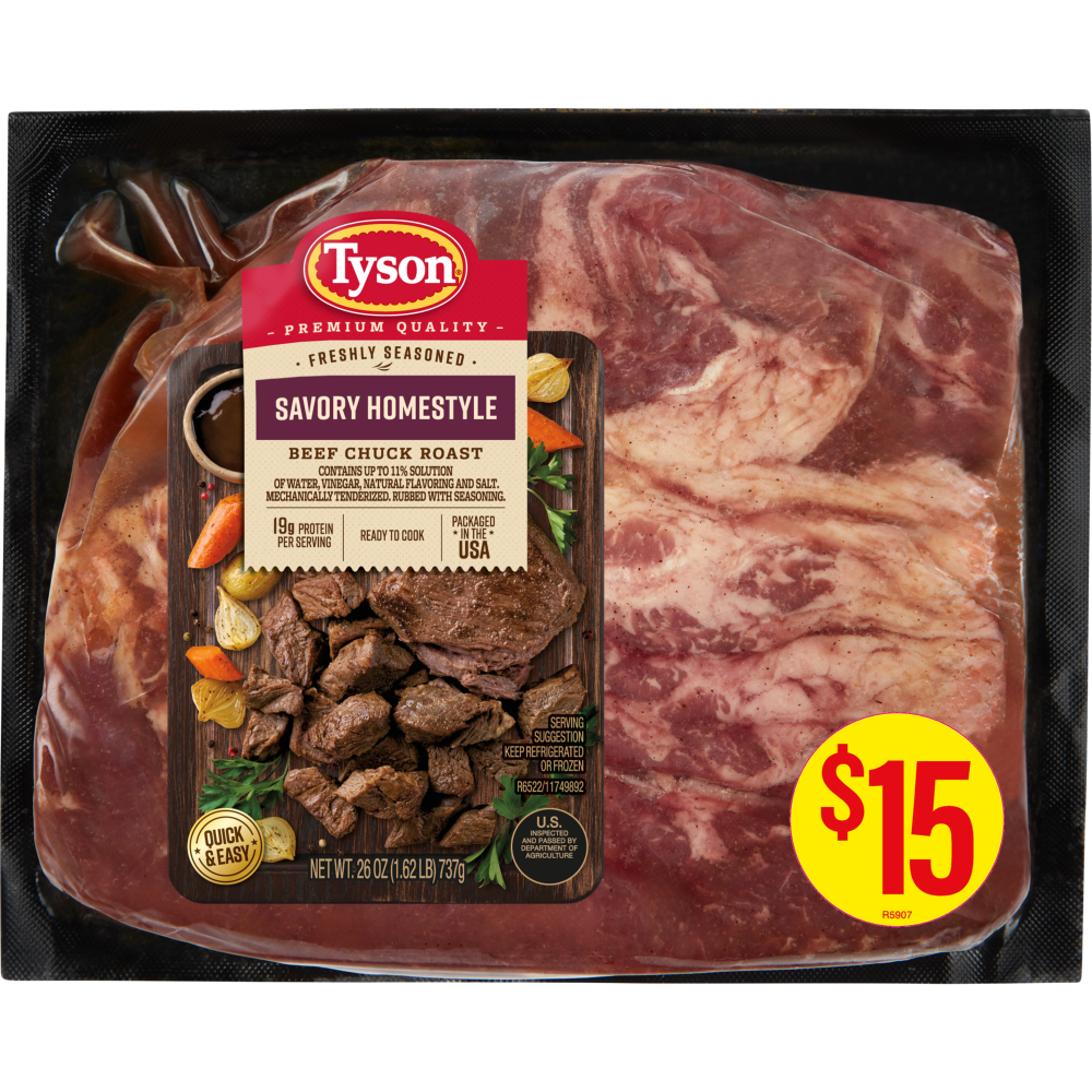 slide 1 of 6, Tyson Premium Quality Savory Homestyle Beef Chuck Roast, 26 oz