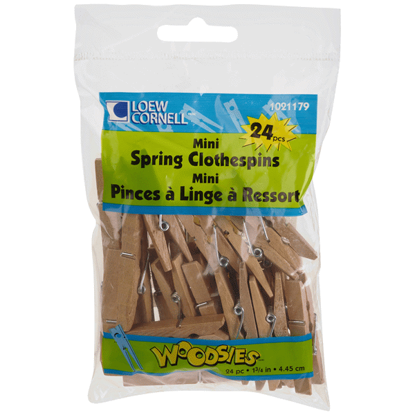 slide 1 of 1, Woodsie Mini Spring Clothespins, 24 ct