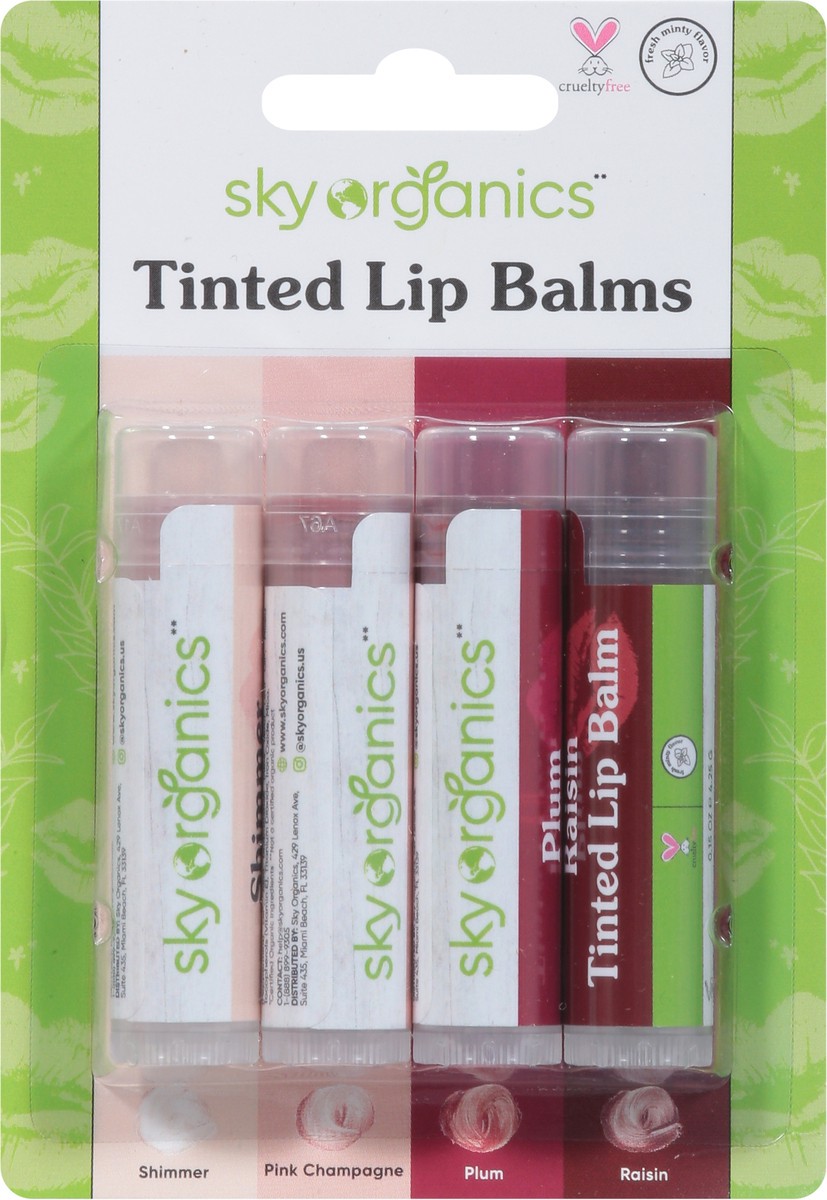 slide 4 of 10, Sky Organics Assorted Tinted Lip Balms with Beeswax 4 - 0.15 oz Balms, 4 ct