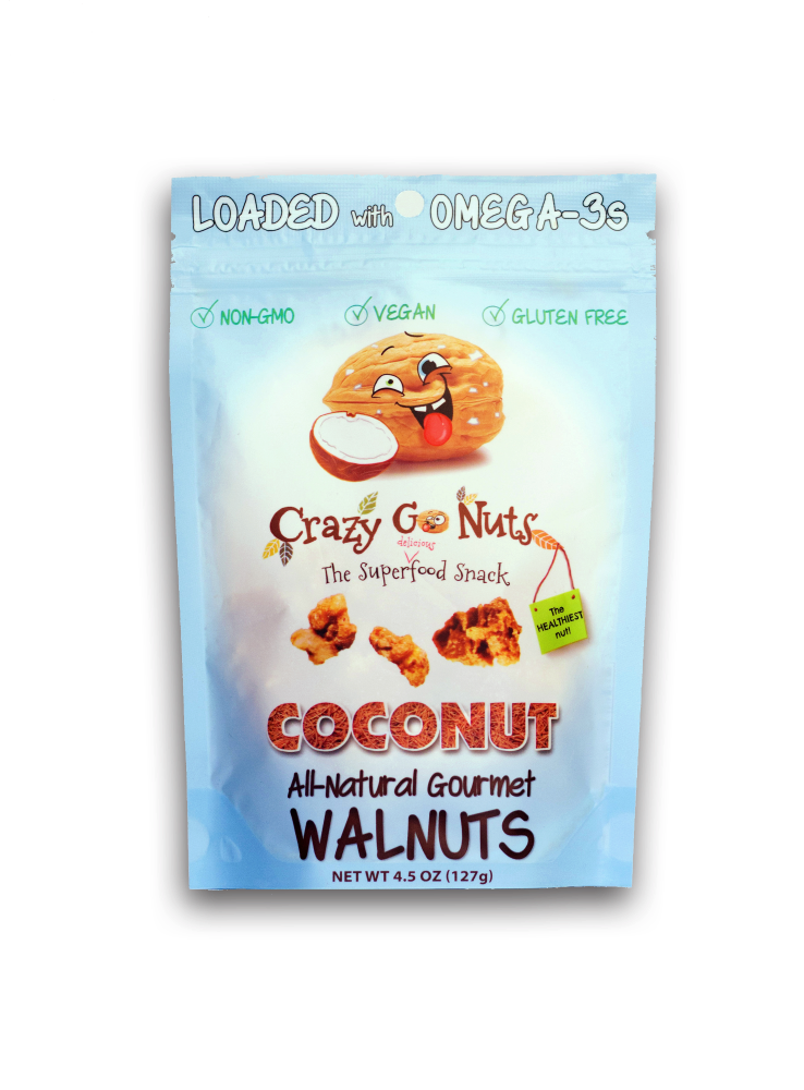 slide 1 of 1, Crazy Go Nuts Coconut Flavored All-Natural Gourmet Walnuts, 4.5 oz