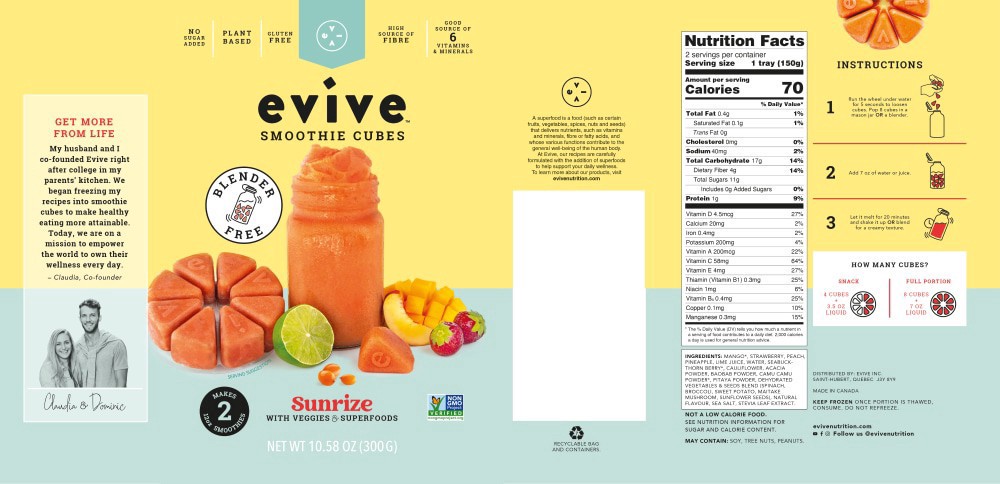 slide 1 of 2, Evive Nutrition Sunrize Smoothie Cubes, 10.58 oz