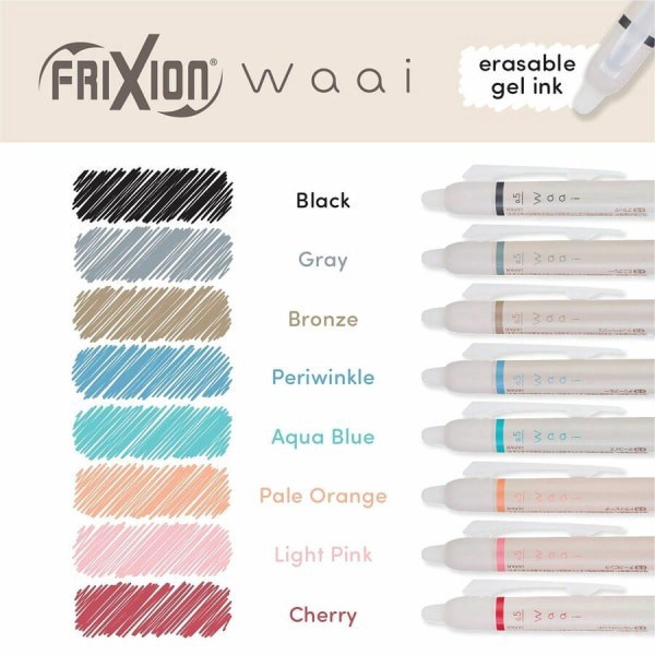 slide 3 of 3, Pilot FriXion Waai Pen Collection - 0.5 mm Extra Fine Pen Point - Retractable - Erasable - Black Ink - Gel-based - Writing - 1 Dozen, 0.5 mm