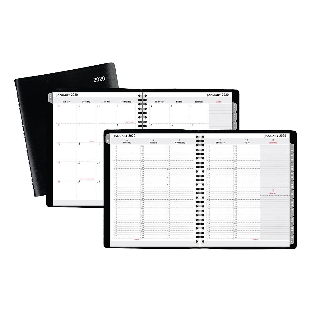 slide 1 of 1, Office Depot Medium Weekly/Monthly Planner, 6-7/8'' X 8-3/4'', Black, January To December 2020, Od711600, 1 ct