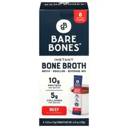Bare Bones Instant Beef Flavored Bone Broth - 8 x 0.53 oz Packets