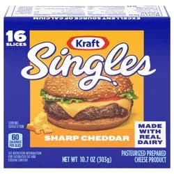 Kraft Singles Sharp Cheddar Slices, 16 ct Pack