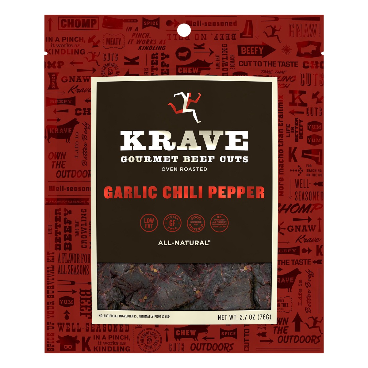 slide 1 of 3, Krave Gourmet Garlic Chili Pepper Beef Cuts 2.7 oz, 2.7 oz