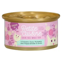Petite Cuisine L'il Violet's Tuna, Pumpkin and Tilapia Entree in Broth Cat Food 2.8 oz