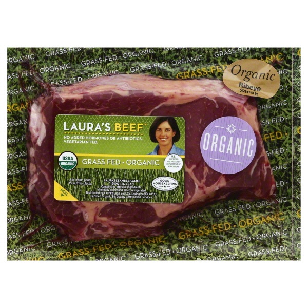 slide 1 of 1, Laura's Lean Grass Fed Organic Ribeye Steaks, 10 oz