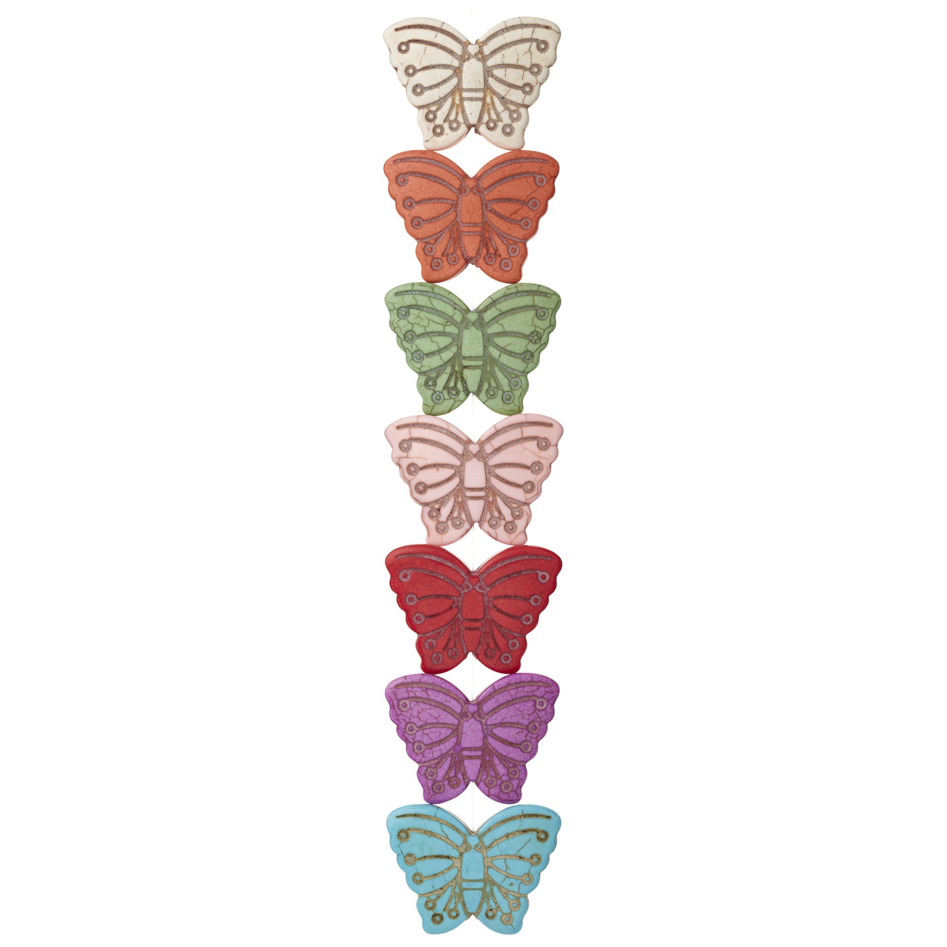 slide 2 of 3, Multicolor Howlite Butterfly Beads, 38mm By Bead Landing, 38 mm