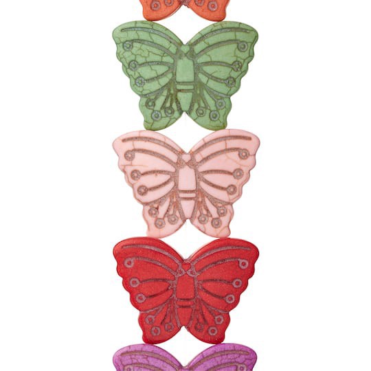 slide 1 of 3, Multicolor Howlite Butterfly Beads, 38mm By Bead Landing, 38 mm