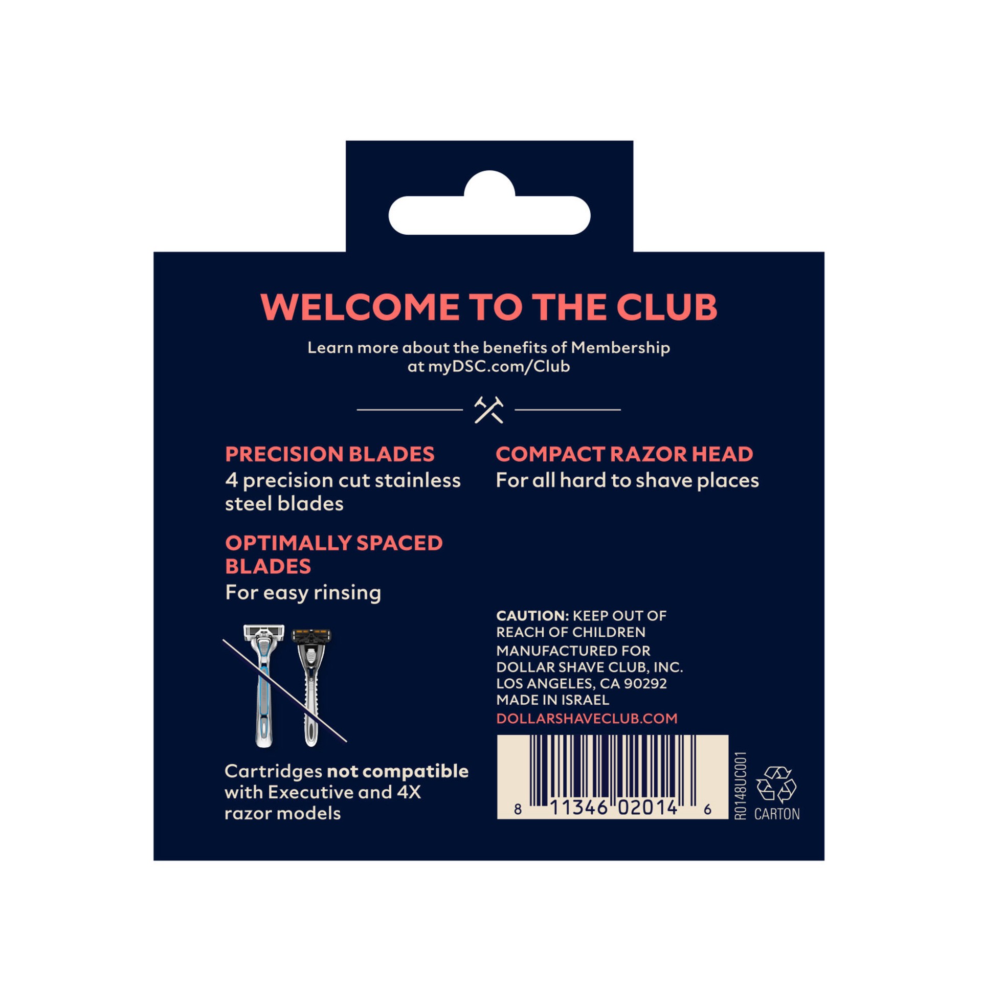 slide 2 of 3, Dollar Shave Club 4-Blade Razor Refill Cartridges, 8 ct