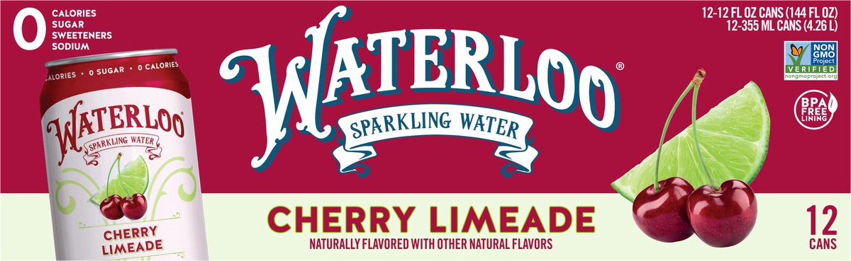 slide 2 of 2, Waterloo Cherry Limeade Sparkling - 12 ct; 12 fl oz, 12 ct; 12 fl oz